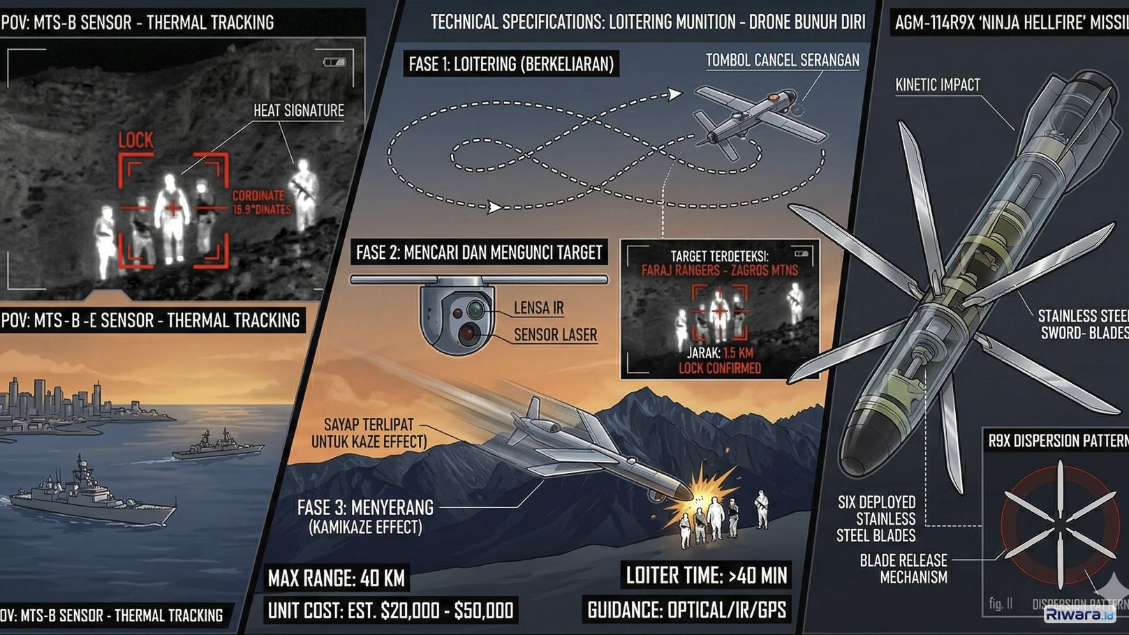 Ilustrasi rudal dengan kemampuan loitering munition, dibuat dengan bantuan Gemini AI
